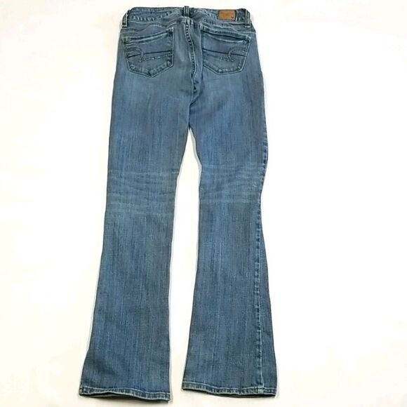 American Eagle Women's Jeans Size 00  Stretch Skinny Kick Bootcut Denim Distress - Picture 4 of 7